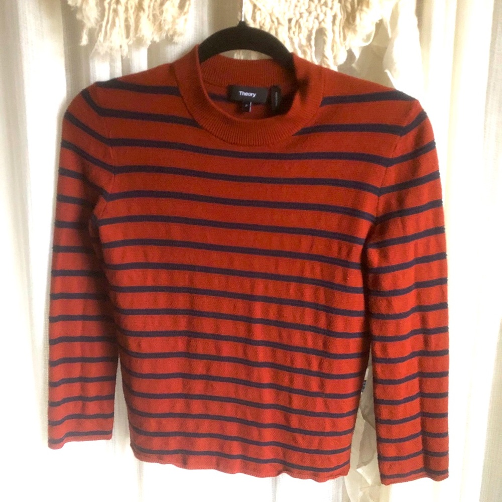 Anthropologie Striped Turtleneck Crop Sweater